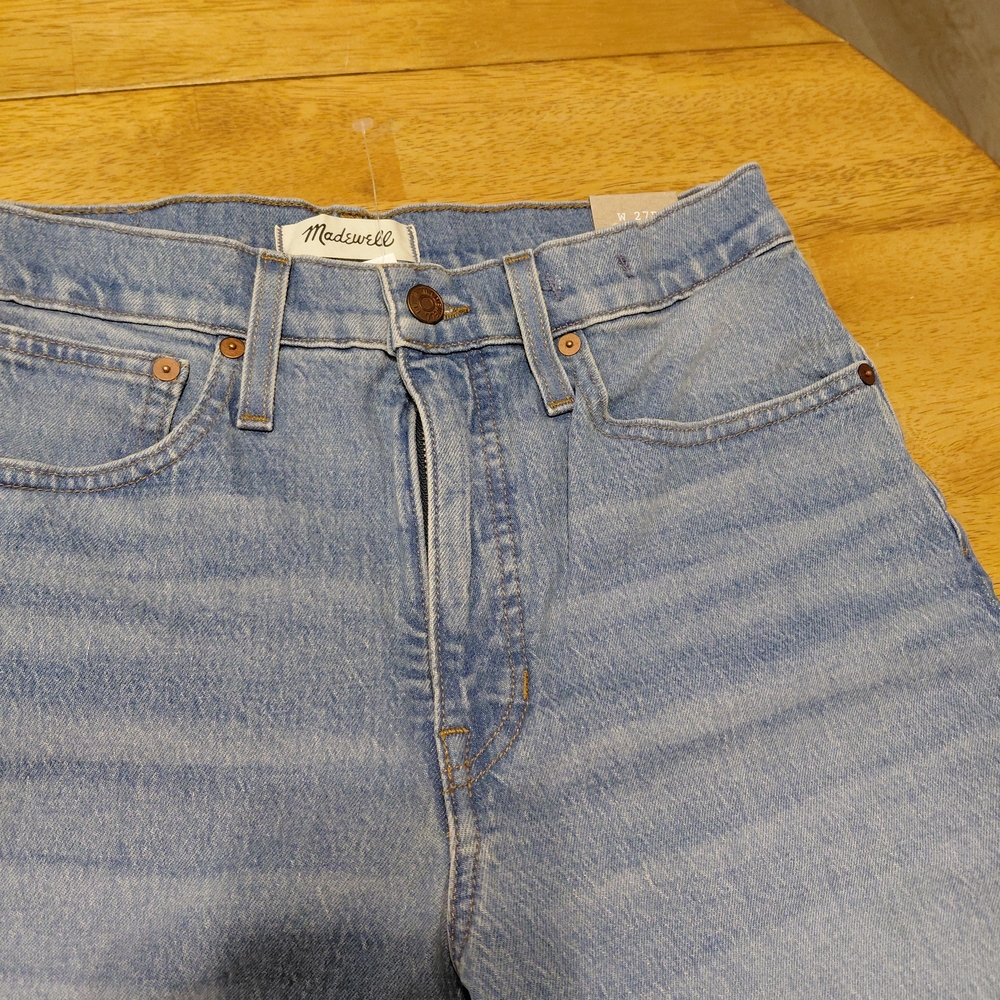 NWT Madewell Balloon Jeans 27P Petite High Rise Magic Pockets Light Wash - Picture 9 of 11